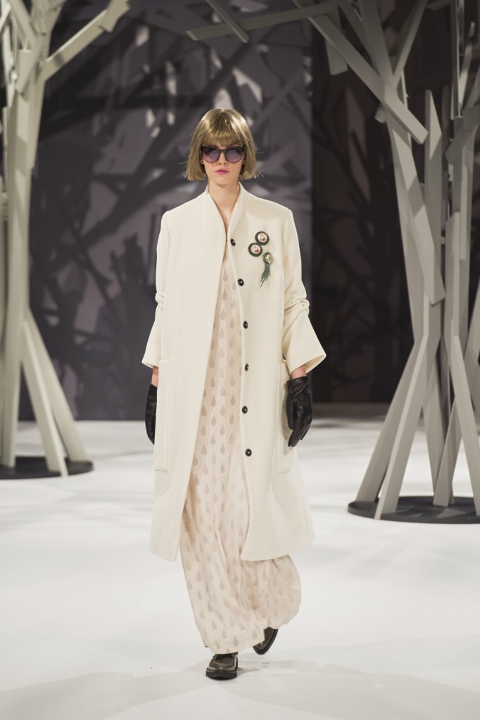 A model walks the runway at the Kilian Kerner show during the Mercedes-Benz Fashion Week Berlin Autumn/Winter 2016 at Ellington Hotel on January 20, 2016 in Berlin, Germany.